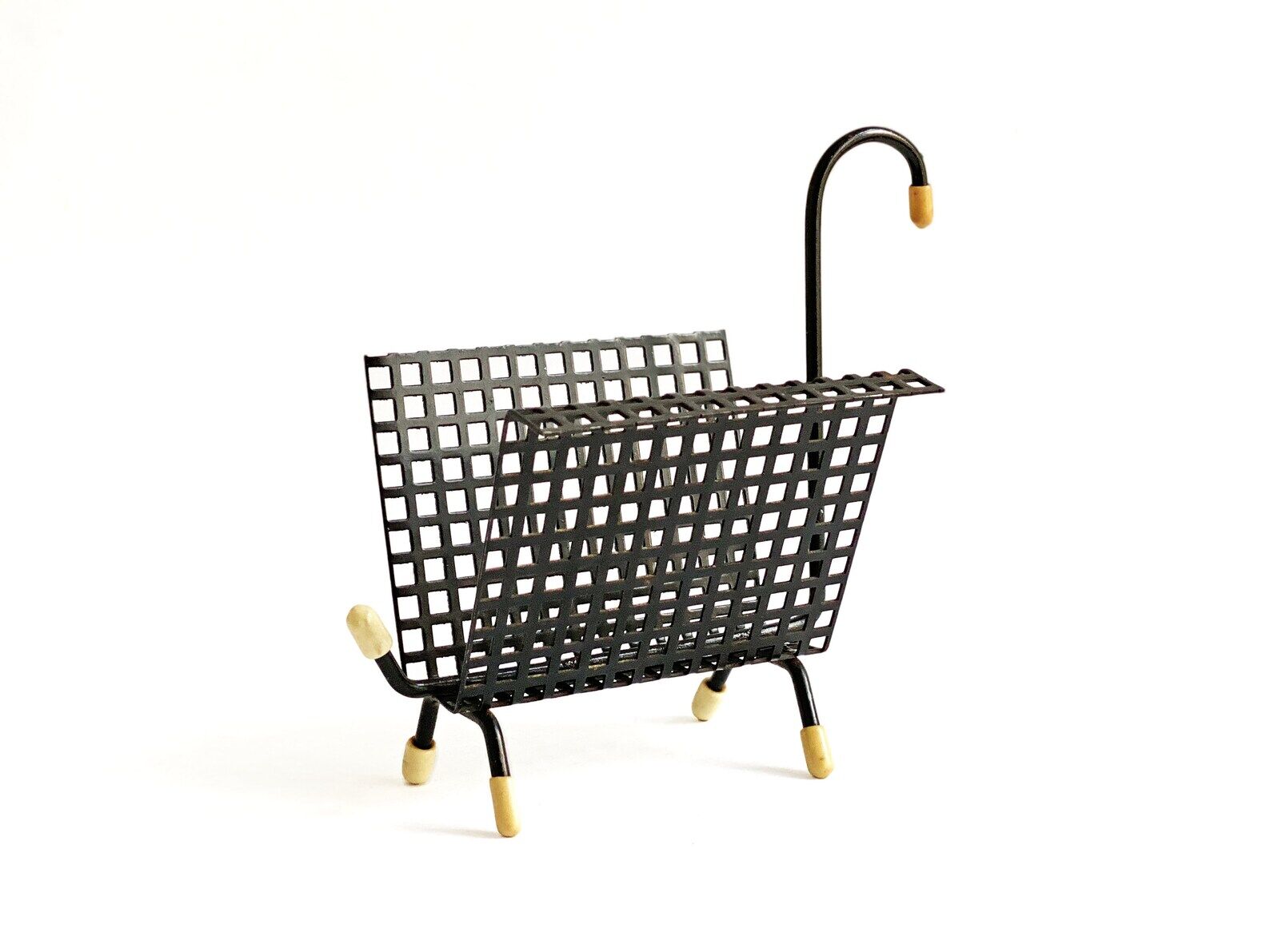 Mid century perforated metal letter holder / desk organizer / post organizer, swan, pilastro era
