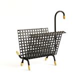 Mid century perforated metal letter holder / desk organizer / post organizer, swan, pilastro era