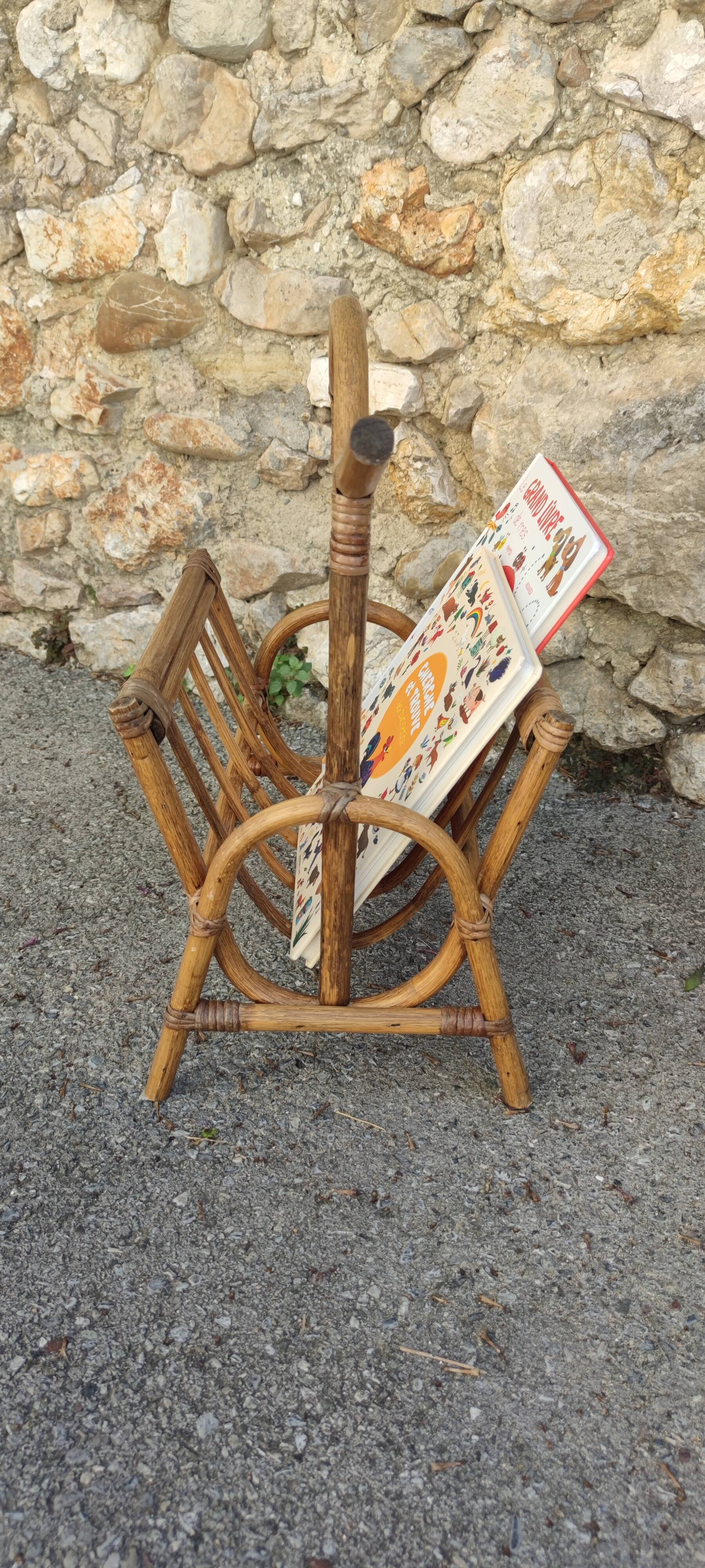 Rattan magazine holder