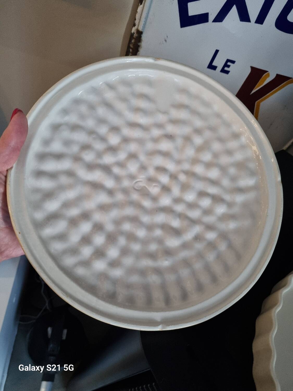 Plat tarte barbotine années 50