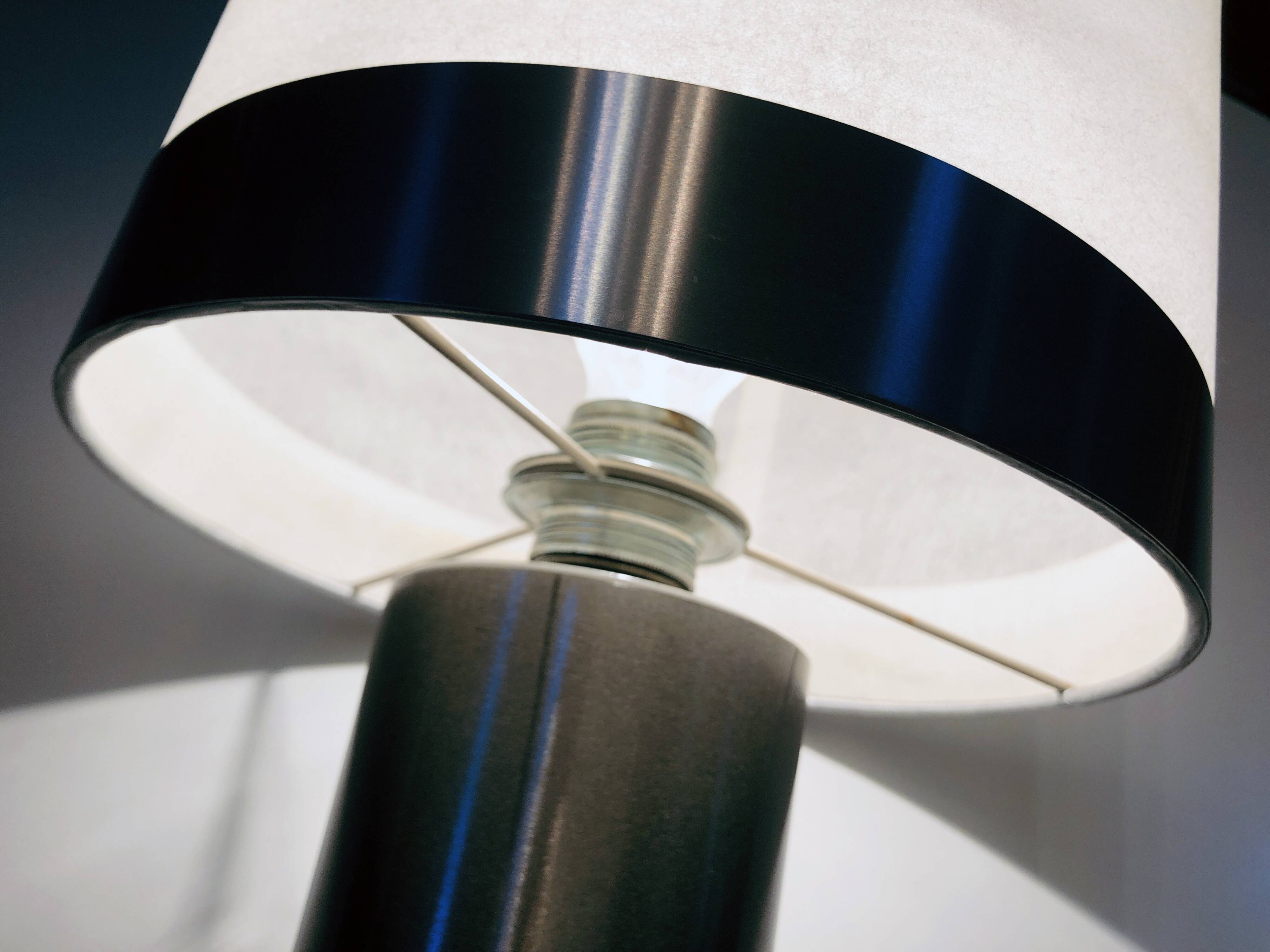 Vintage table lamp • gioffredo reggiani • cylinder • brushed steel • 1970