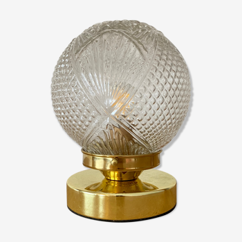 Lampe à poser globe vintag en verre tavaillé