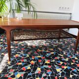 Teak coffee table and canning by Louis Van Teeffelen