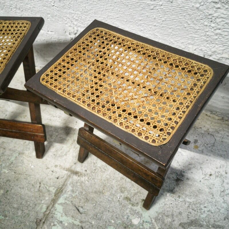 Pair of canned folding stools