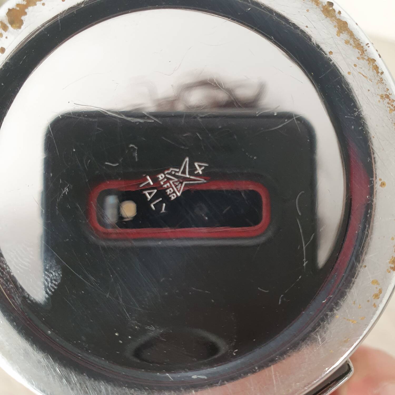 Alessi / Stainless steel and bakelite sugar bowl, "Bombé" collection