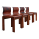 Curved wooden and leather chairs by Afra and Tobia Scarpa from the 1970s, set of 4.