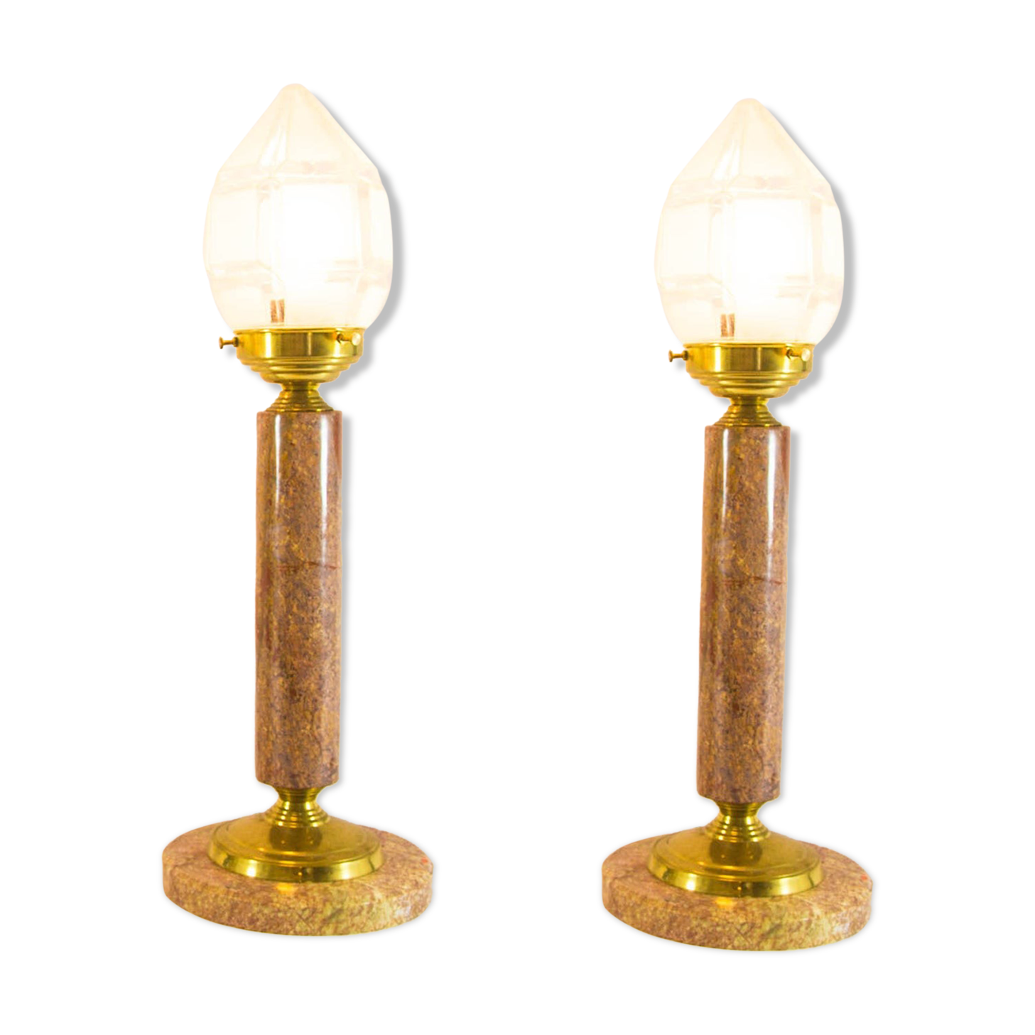 Set of XL Art Deco lamps in heavy marble