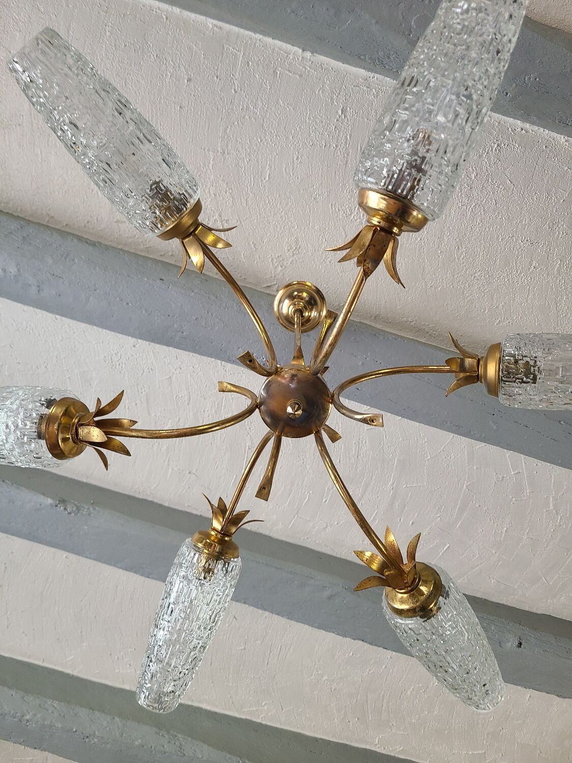 Lustre 1970 vintage feuille d'ananas