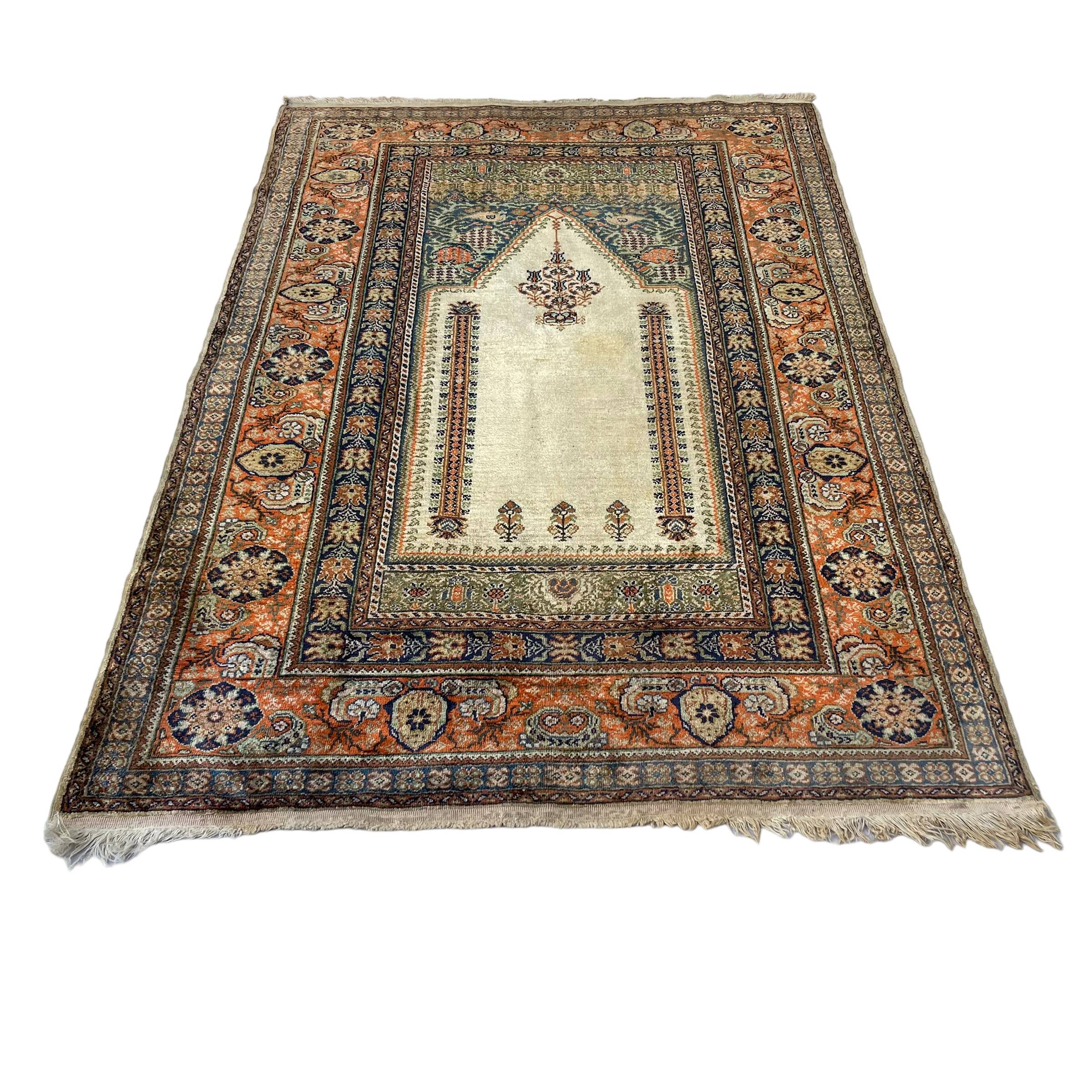 Vintage Turkish Silk & Wool  Rug , 186 x 120 cm