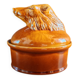 Terrine Vintage Tête de Sanglier en Céramique, Plat de Service Gibier