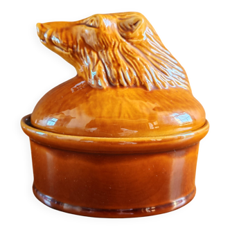 Vintage Ceramic Wild Boar Head Terrine, Game Serving Dish