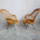 Paire de fauteuils rotin pied métal vintage