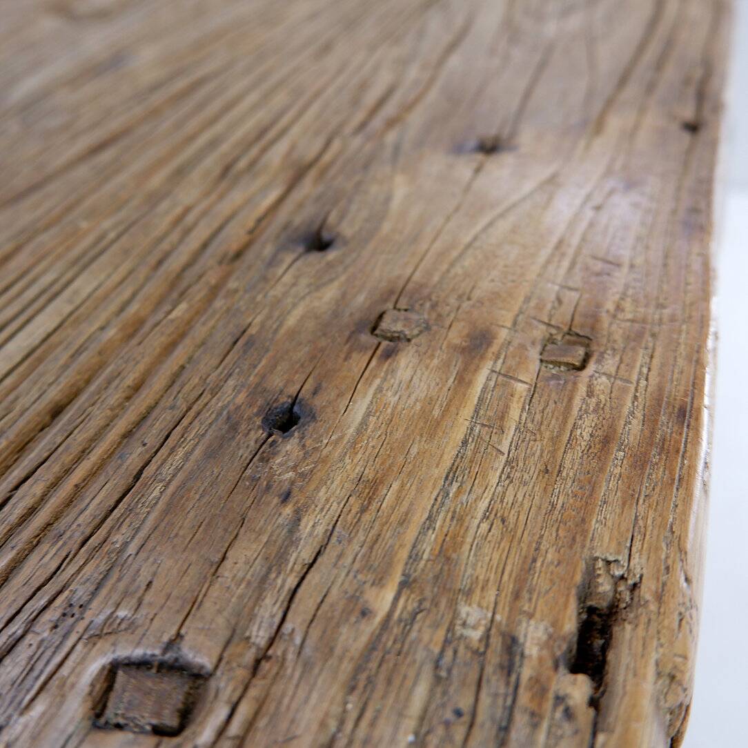 Large dining table wooden doors top mounted on black handles