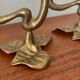 Set of 2 vintage candle holders bronze alloy – Metal flower candle holders gold