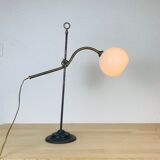 Art Deco lamp goes up and down opaline brass
