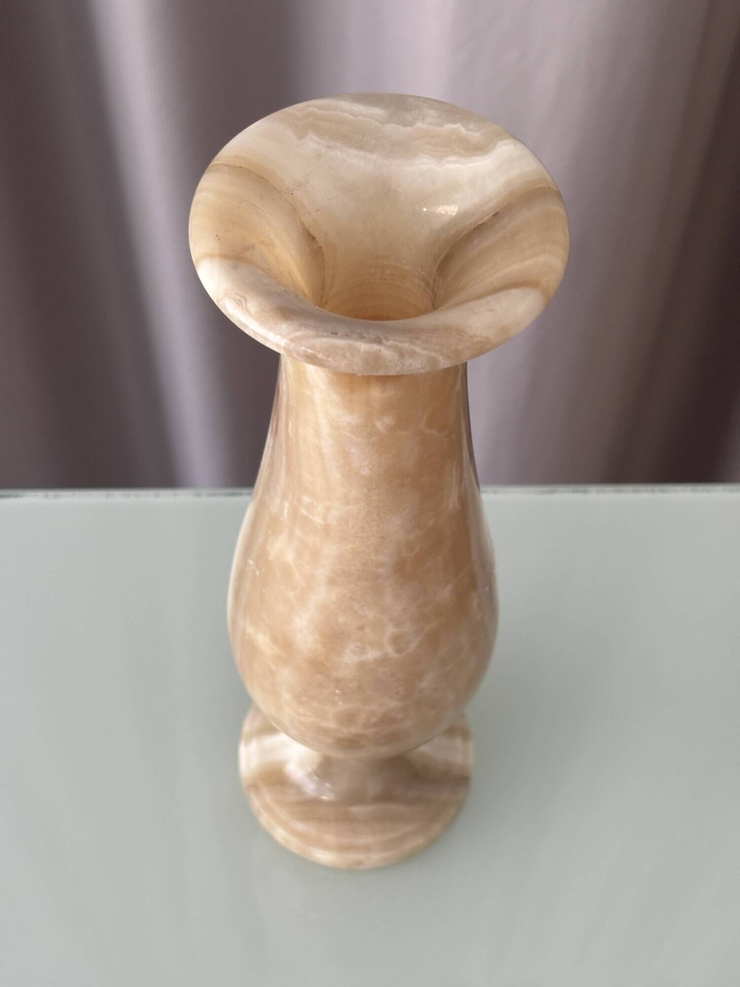 Vintage Italian Onyx Marble Vase – 25 cm – Honey & Cream Stone