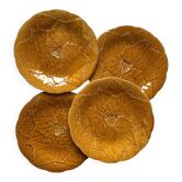 4 Gien earthenware plates with vine leaf design, Primefleur vintage creation