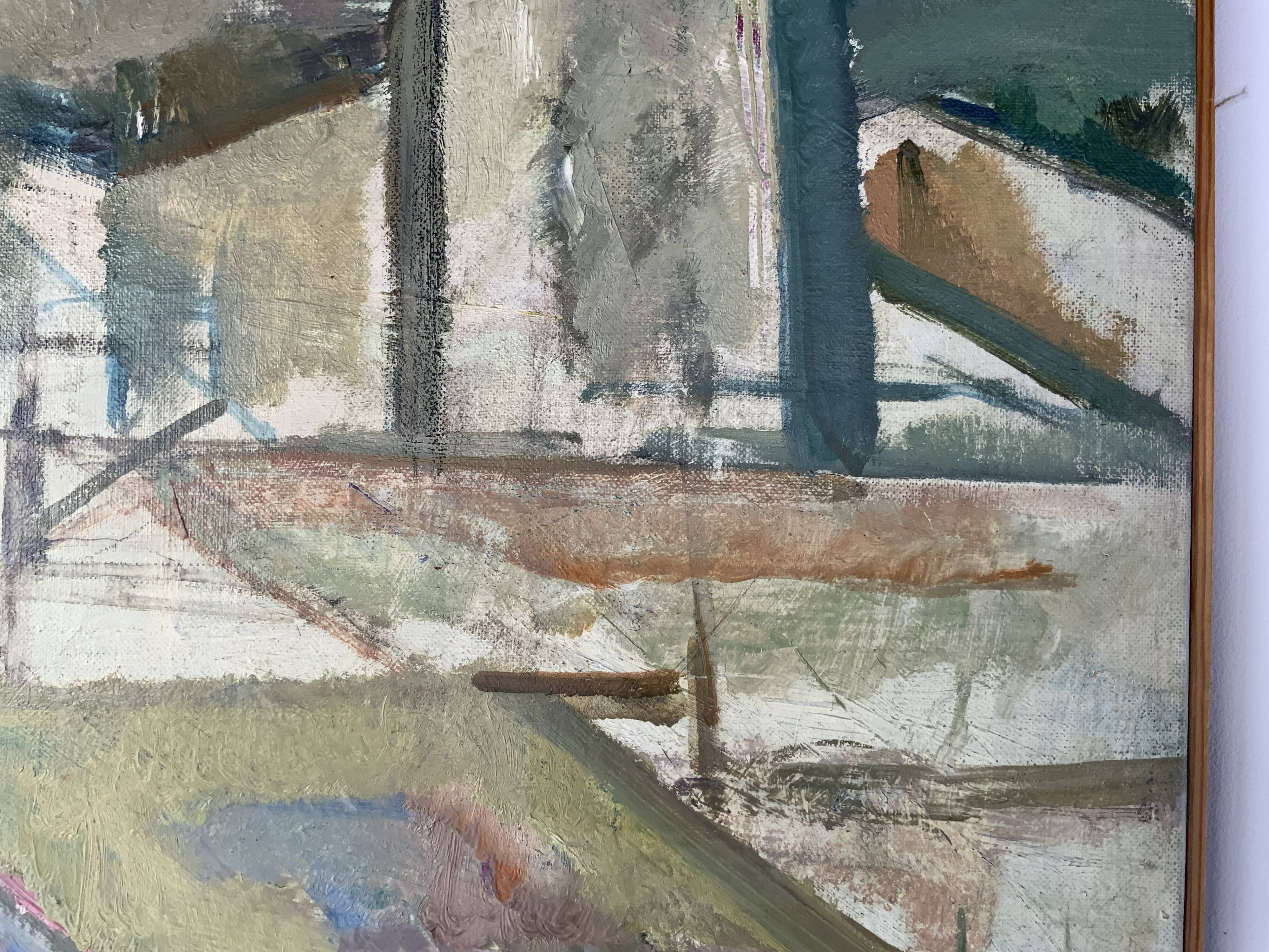 Vintage oil on canvas by S.Ekengren Architectural Landscape at Cadaques