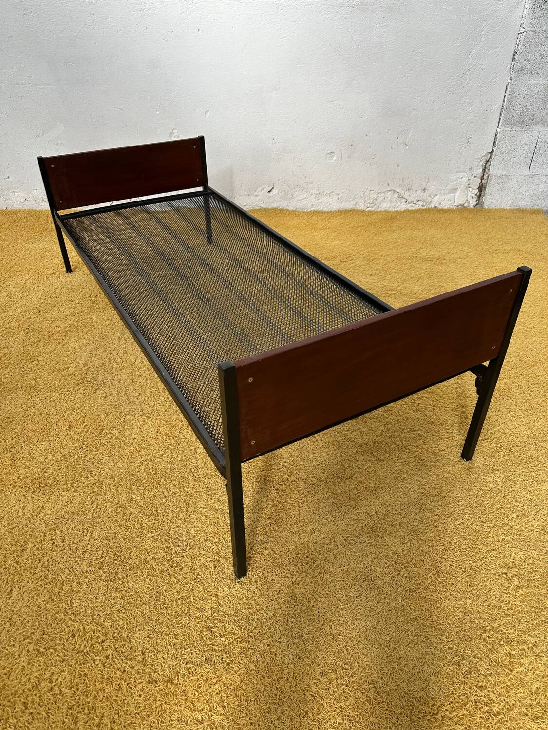 Daybed or Scandinavian single bed with teak veneer.