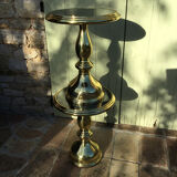 Pair of coffee tables gilded metal smoked glass top
