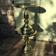 Pair of coffee tables gilded metal smoked glass top