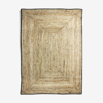 Jute rug 160x230 cm black outline