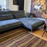 Romanian vintage carpet with stripes, made by hand in wool