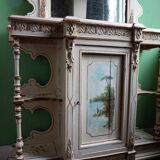 Italian hand-painted Console Table with Mirror and floral painting