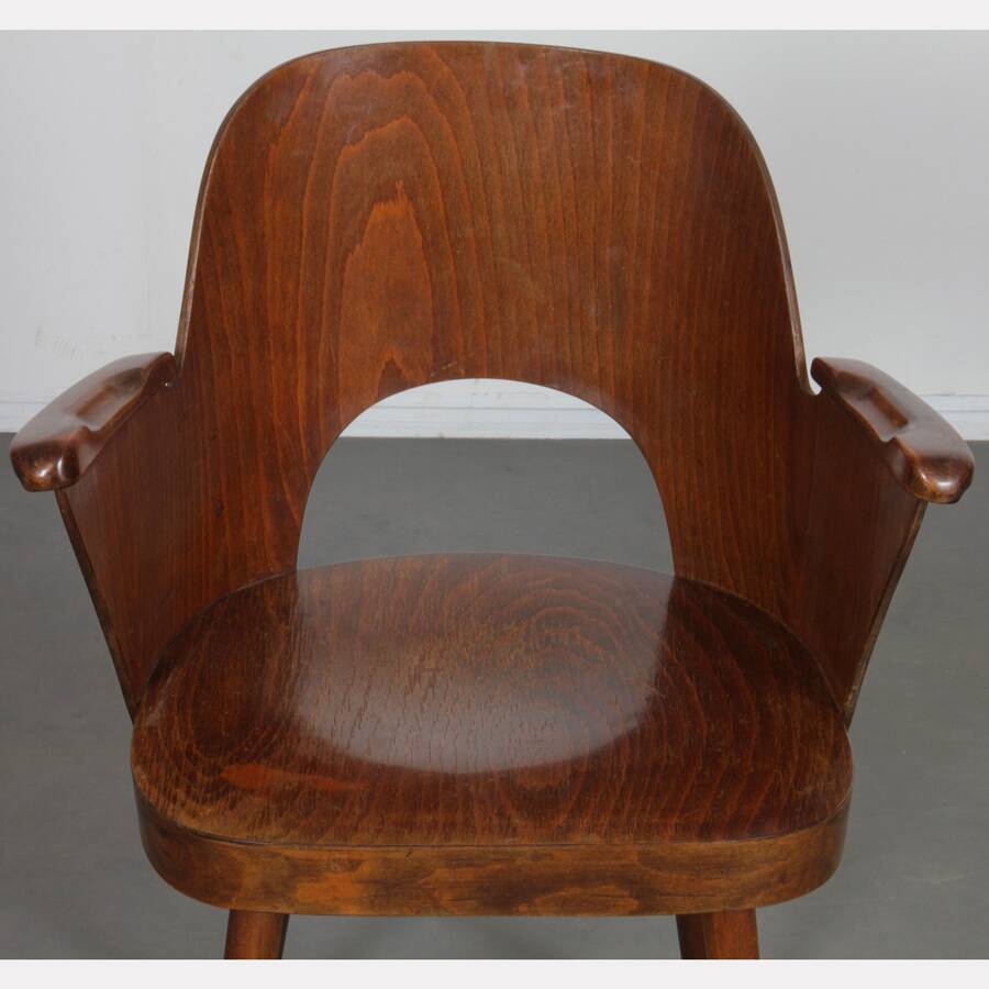 Wooden armchair by Lubomir Hofmann for Ton, 1960