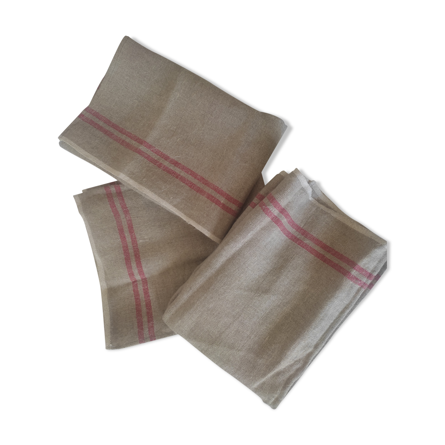 Set of 3 new tea towels in old linen