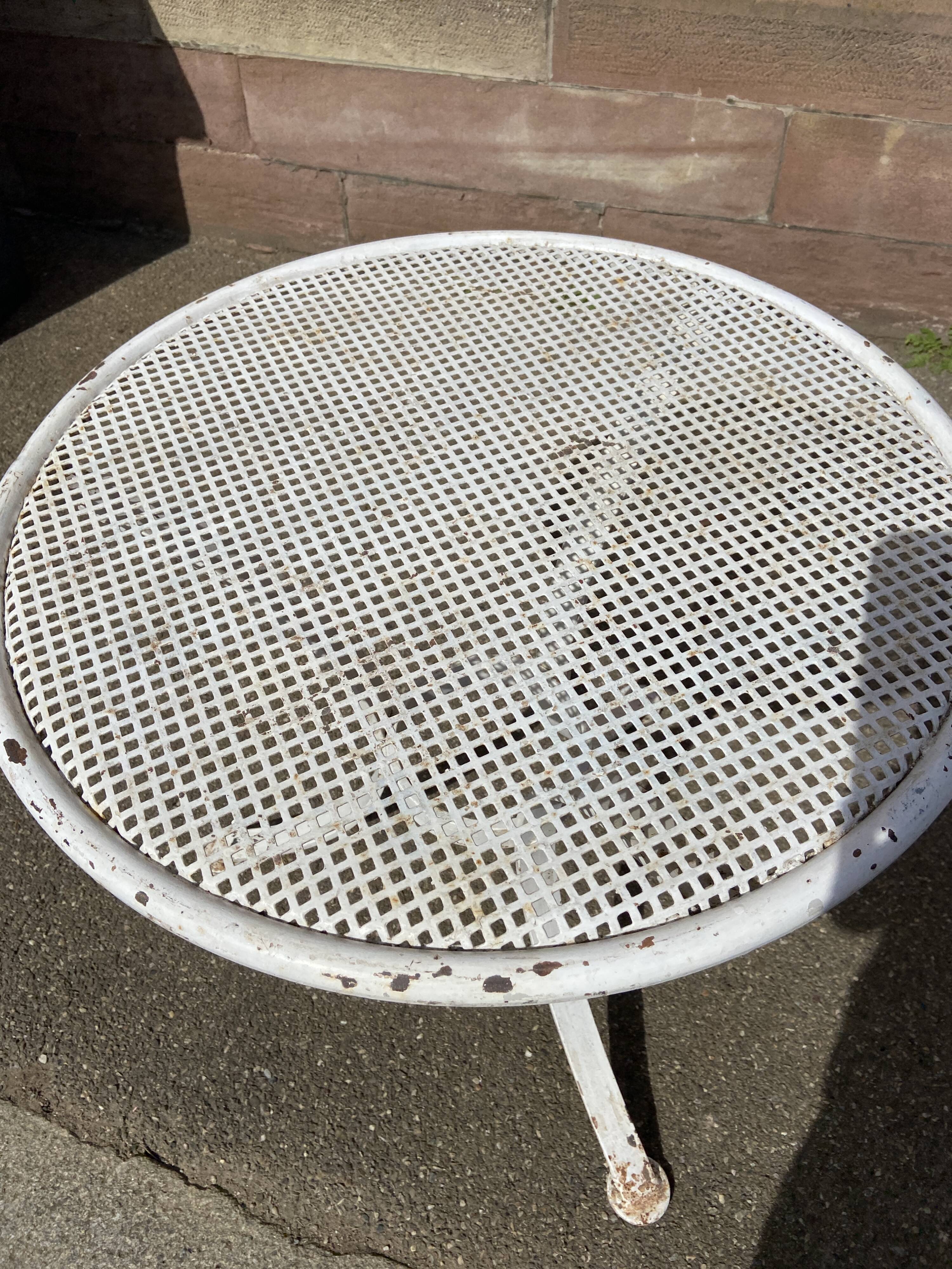 Pedestal table metal garden bistro 1950 vintage