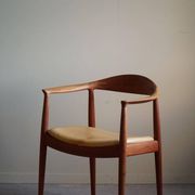 Hans J. Wegner, Teak and leather armchair, model "The Chair" JH501, 1950s