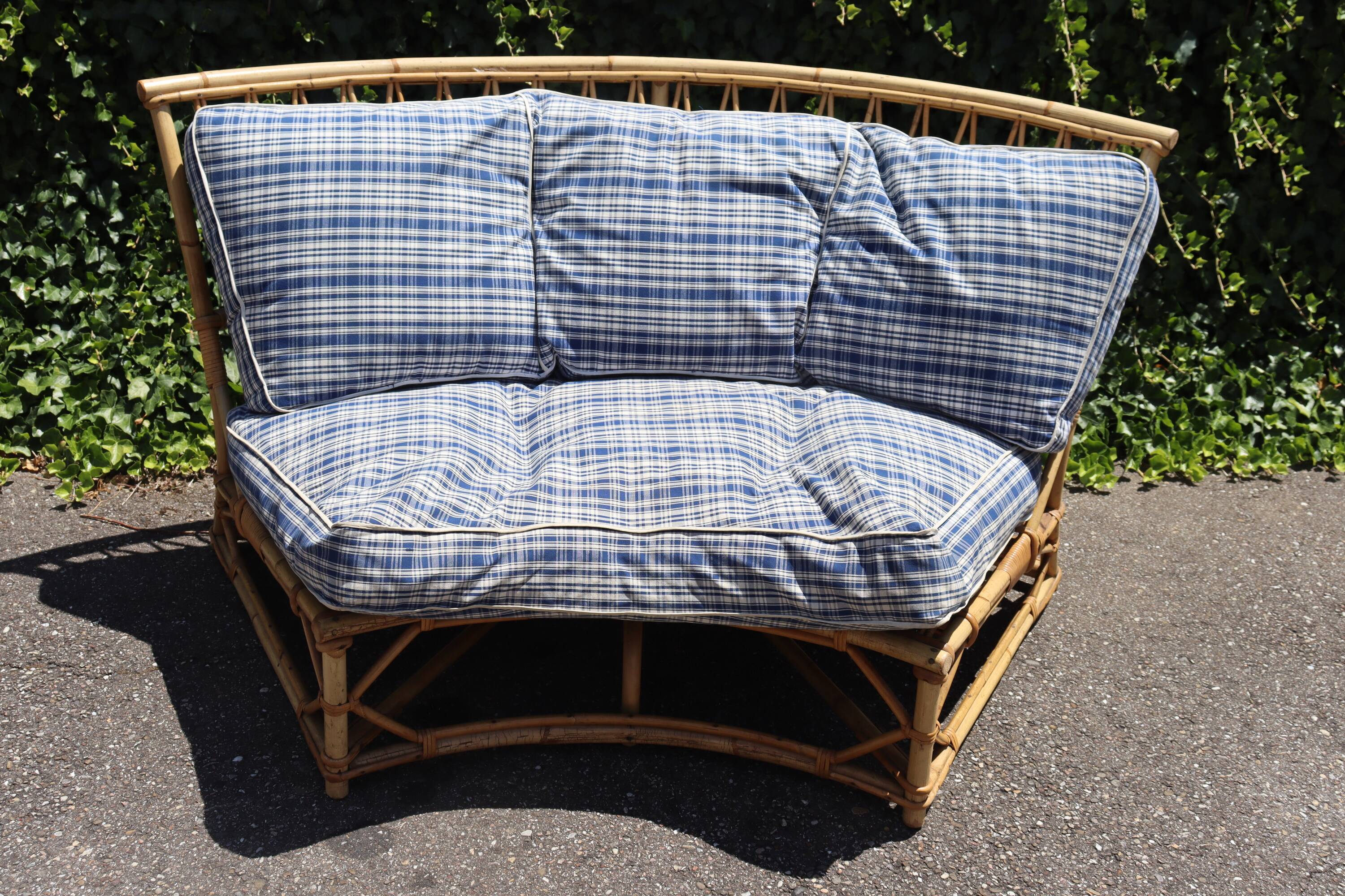 Vintage rattan sofa by Audoux Minet