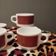 Set of 5 brown/white Negresco coffee cups, in opal glass from Arcopal, 1970