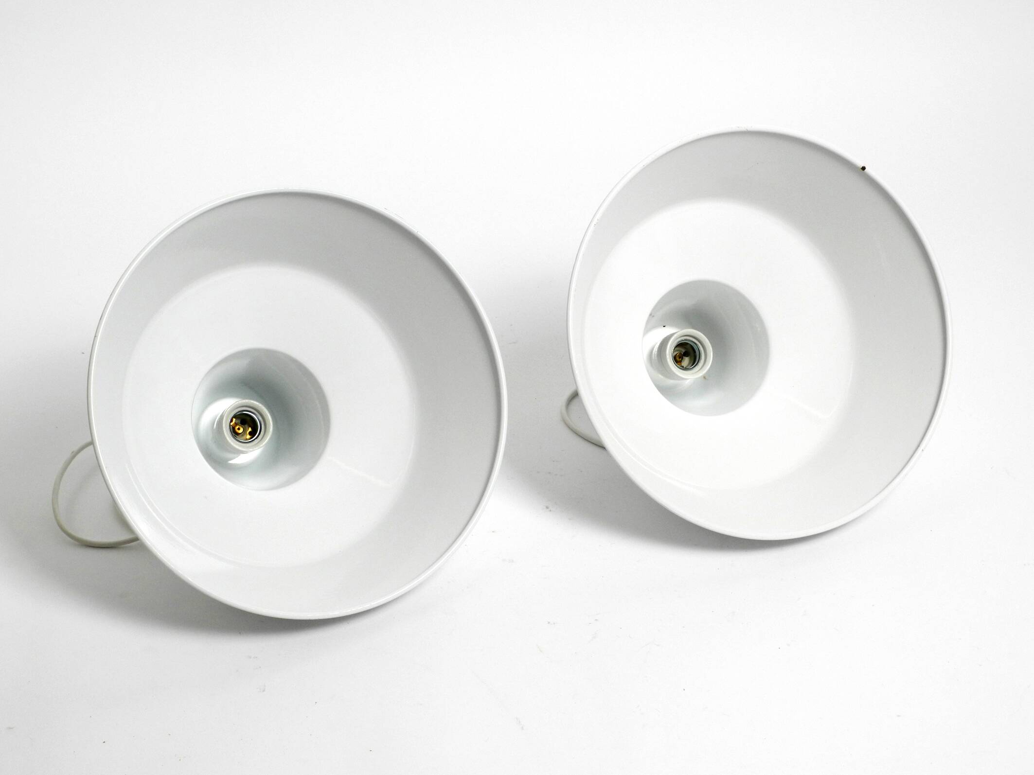 Two 50s metal enamel ceiling lamps by Axel Wedel Madsen for Louis Poulsen