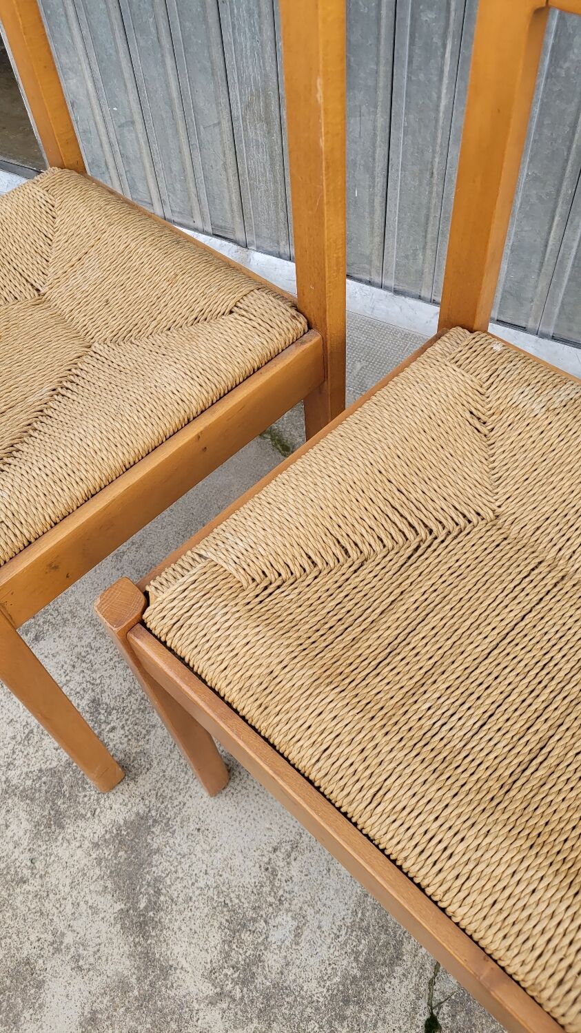 Pair of vintage Italian rope chairs - 1970s