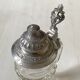 Bohemian crystal beer mug with chiseled pewter lid