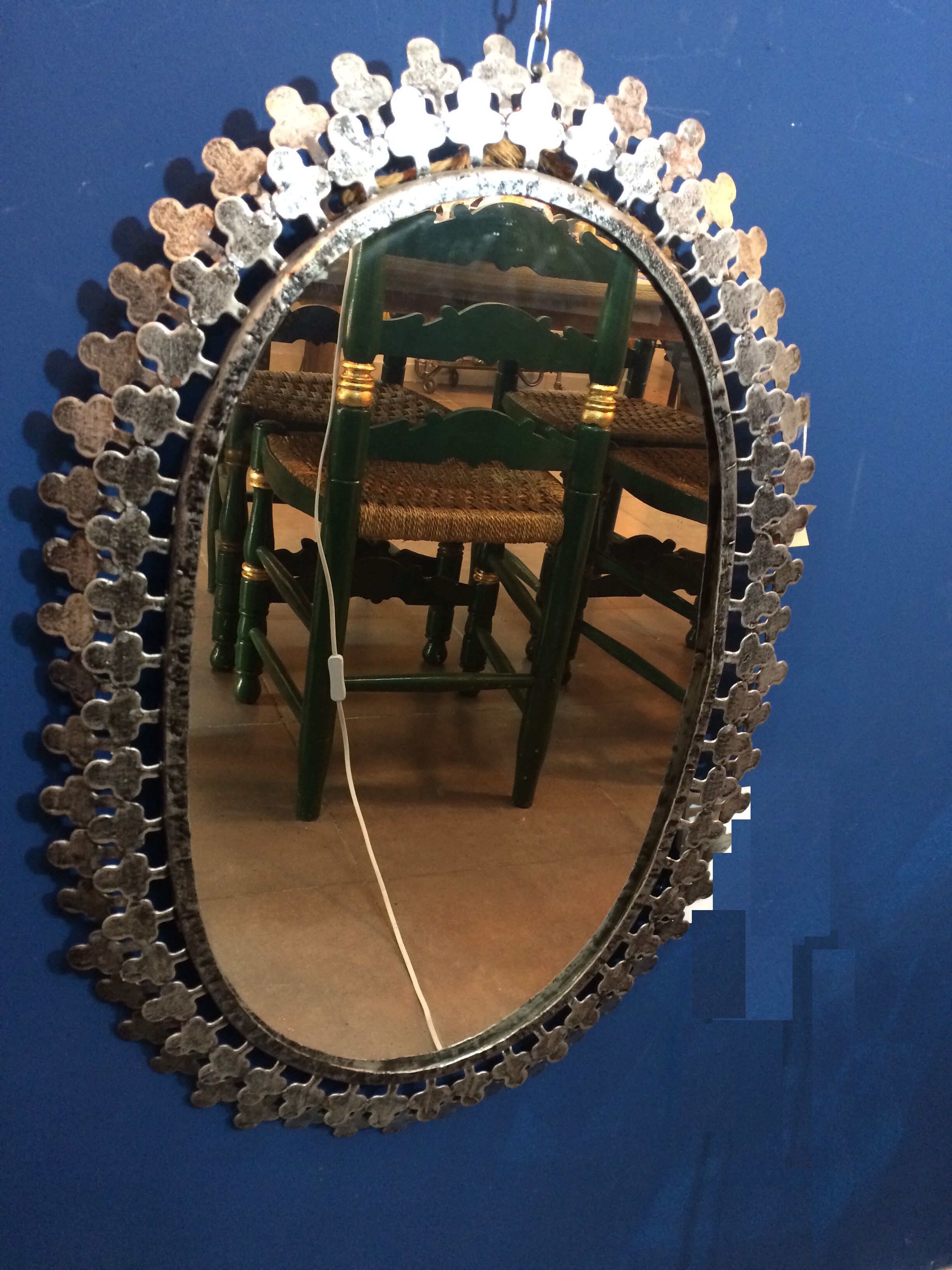 Metal oval mirror