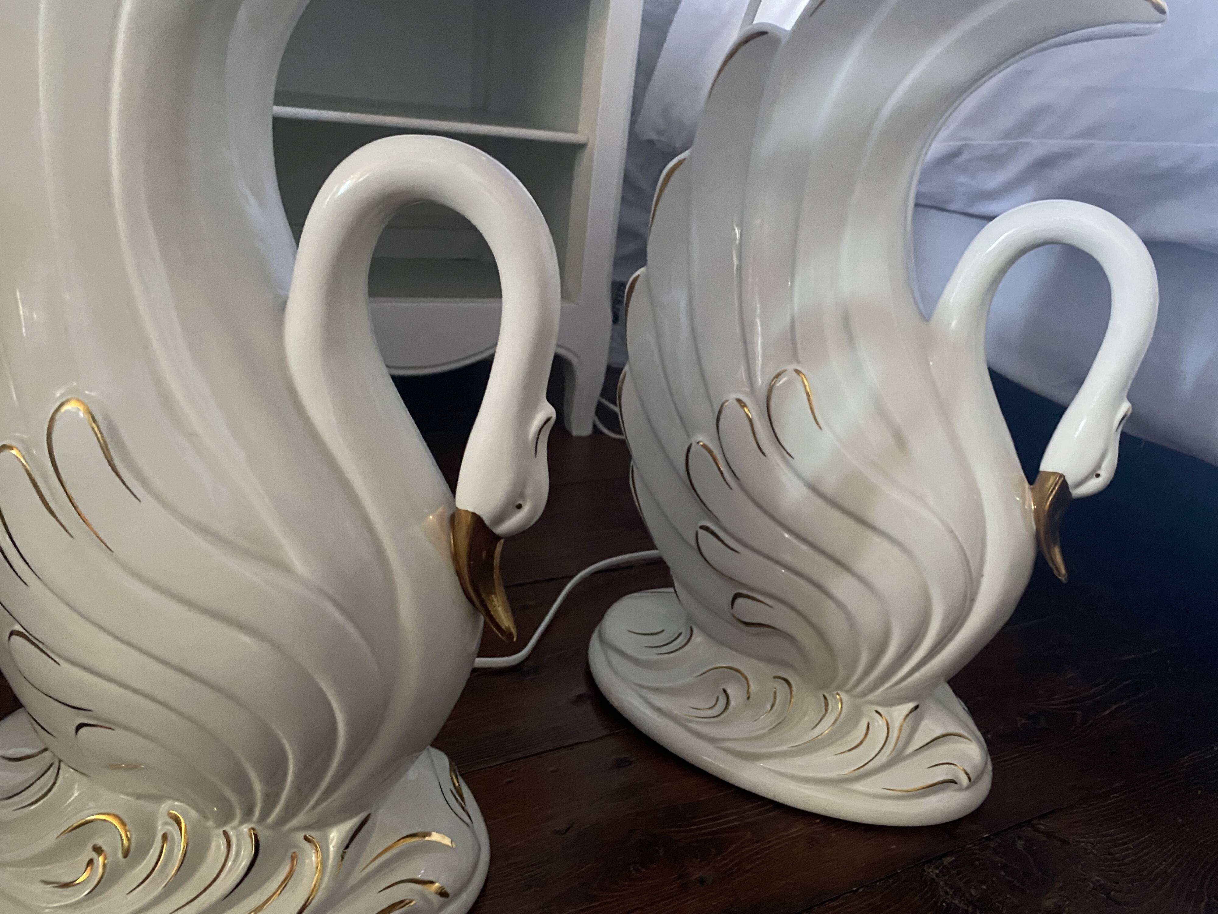 Lot de 2 lampes cygnes Bassano Italy