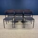 Set of 6 Gijs Van Der Sluis chairs in aubergine fabric with grey steel legs, 70s Netherlands
