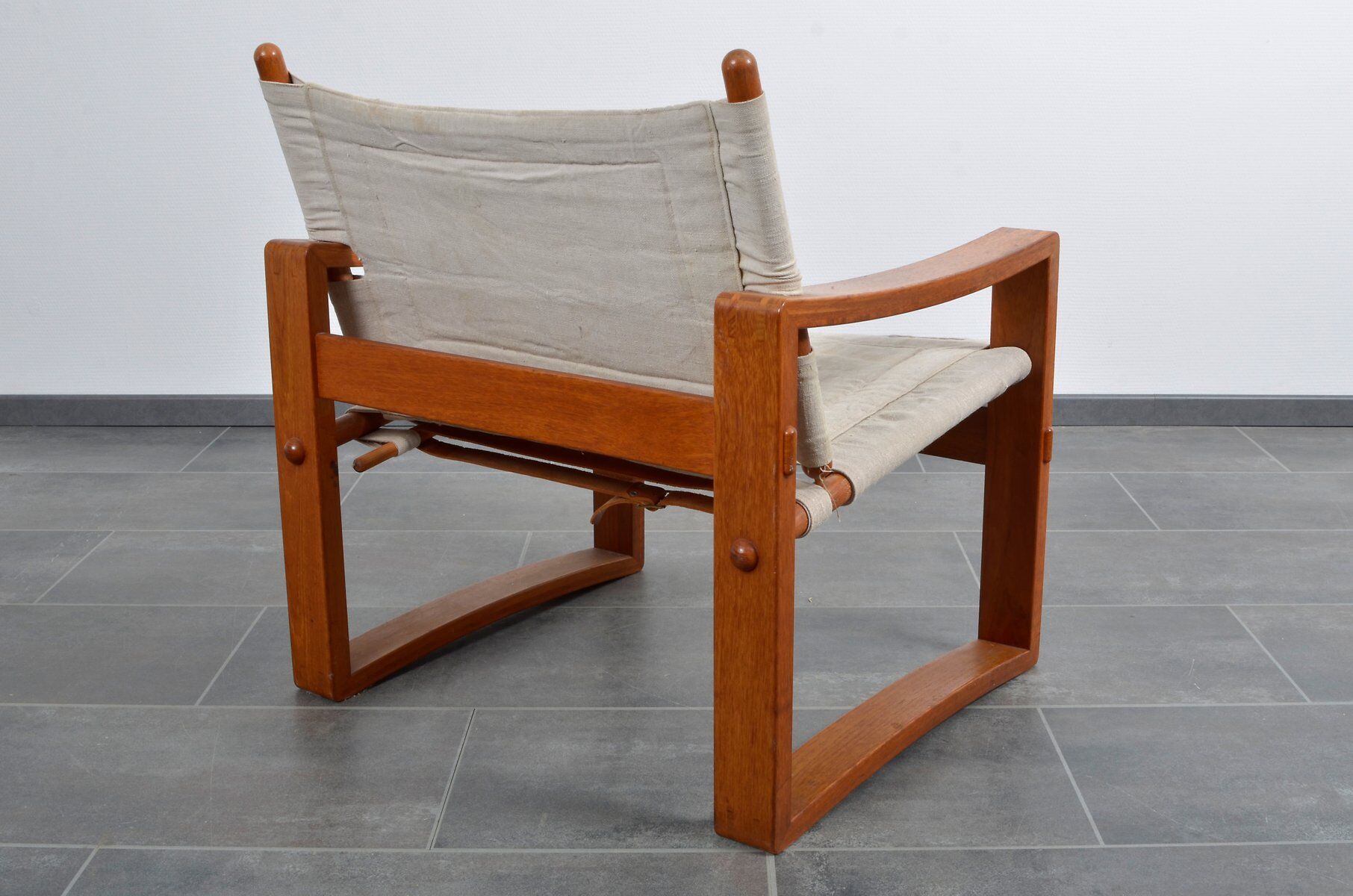 Mid-century mahogany safari chair by Burge Jensen for Bernstorffsminde M-belfabrik