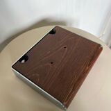 Wall soap holder design chrome and walnut wood