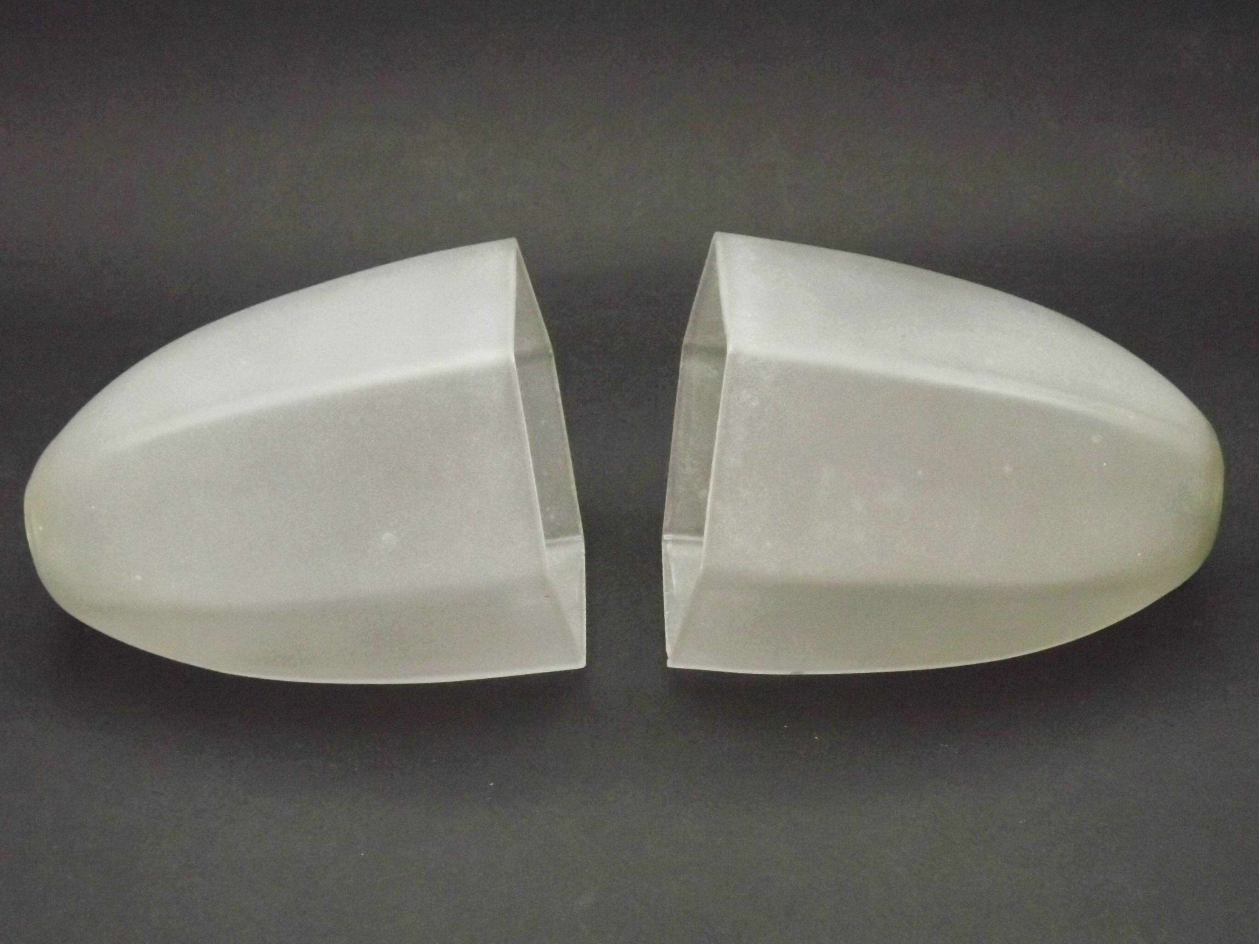 Set of 2 Art Deco Style Hexagonal White Opaque Glass Replacement Shades