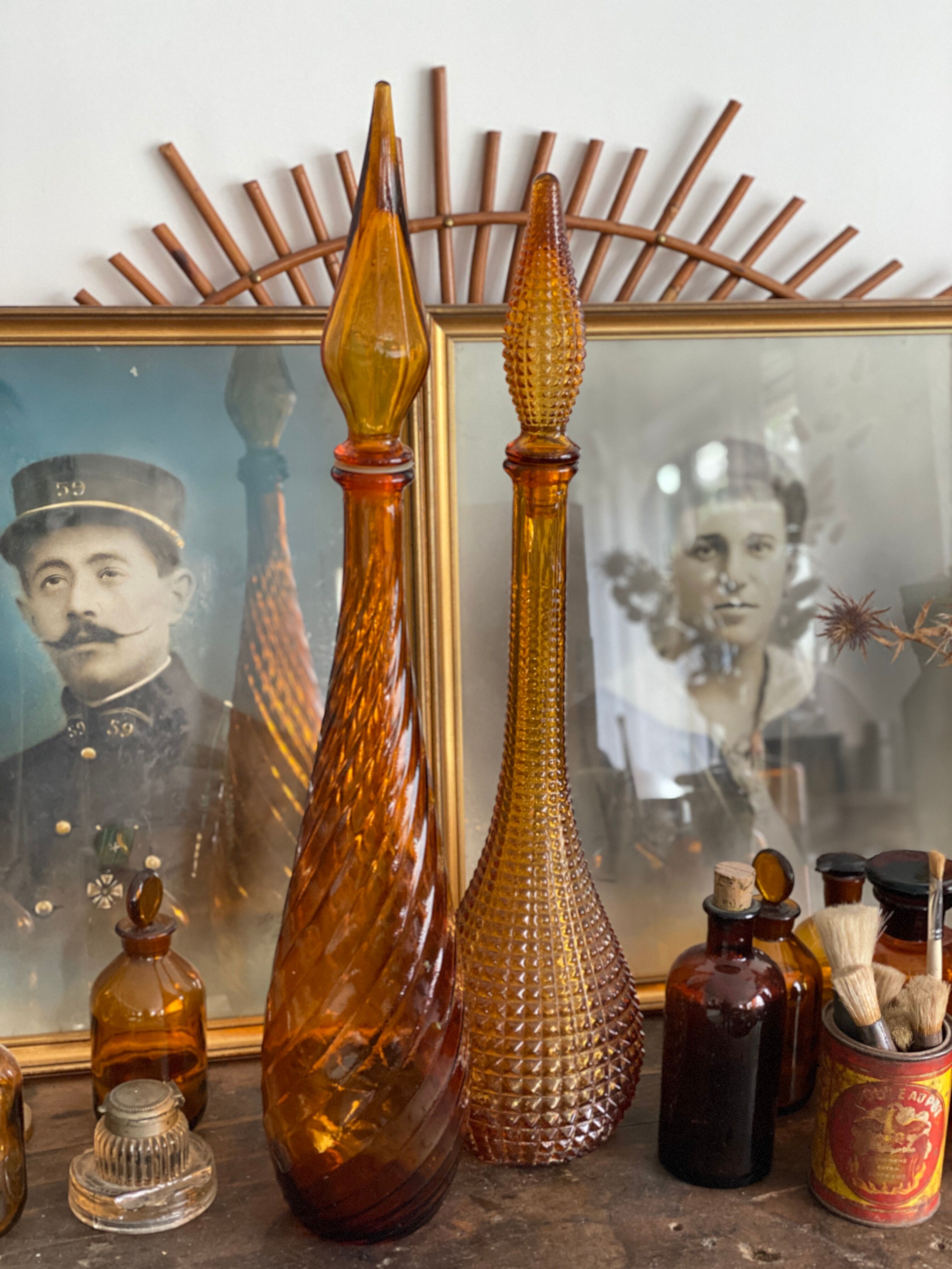 Vintage Textured Glass Carafe