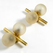Pair of beautiful 60s Kaiser brass wall lamps with two golden glass spheres
