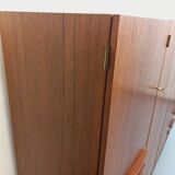 High Scandinavian modernist vintage sideboard in teak and black metal.