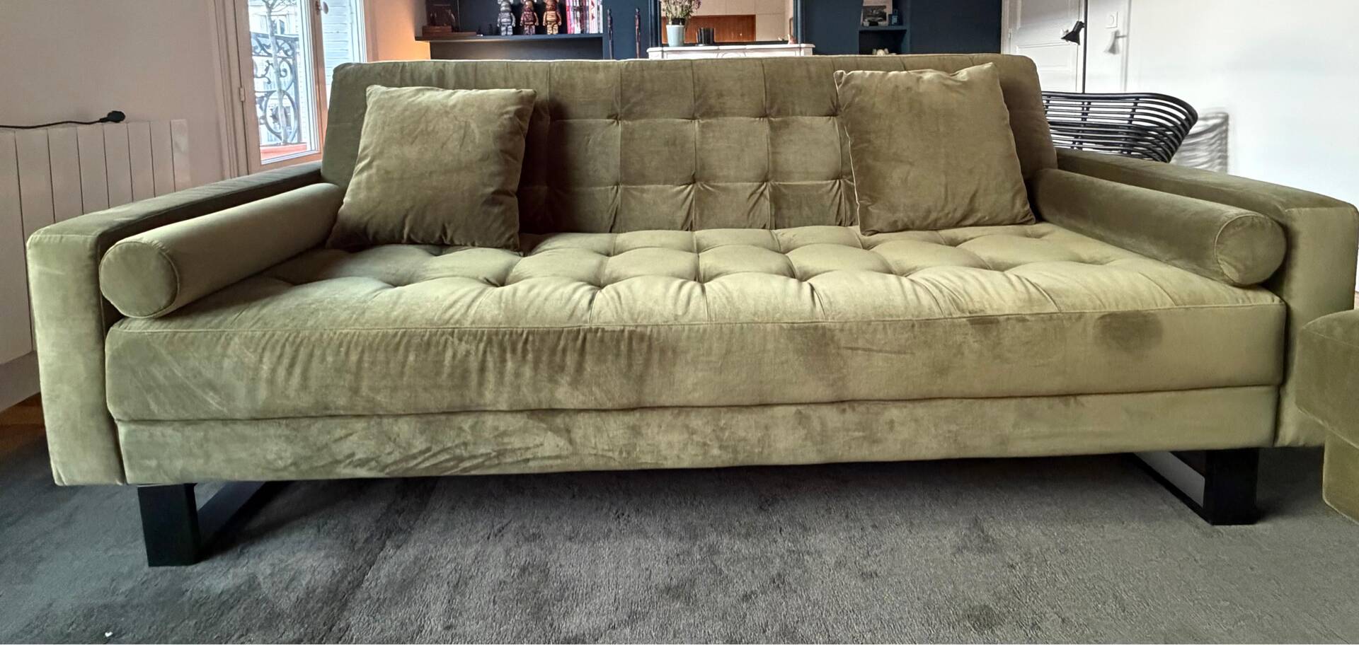 Sofa set nv gallery midnight bottle green velvet (convertible)
