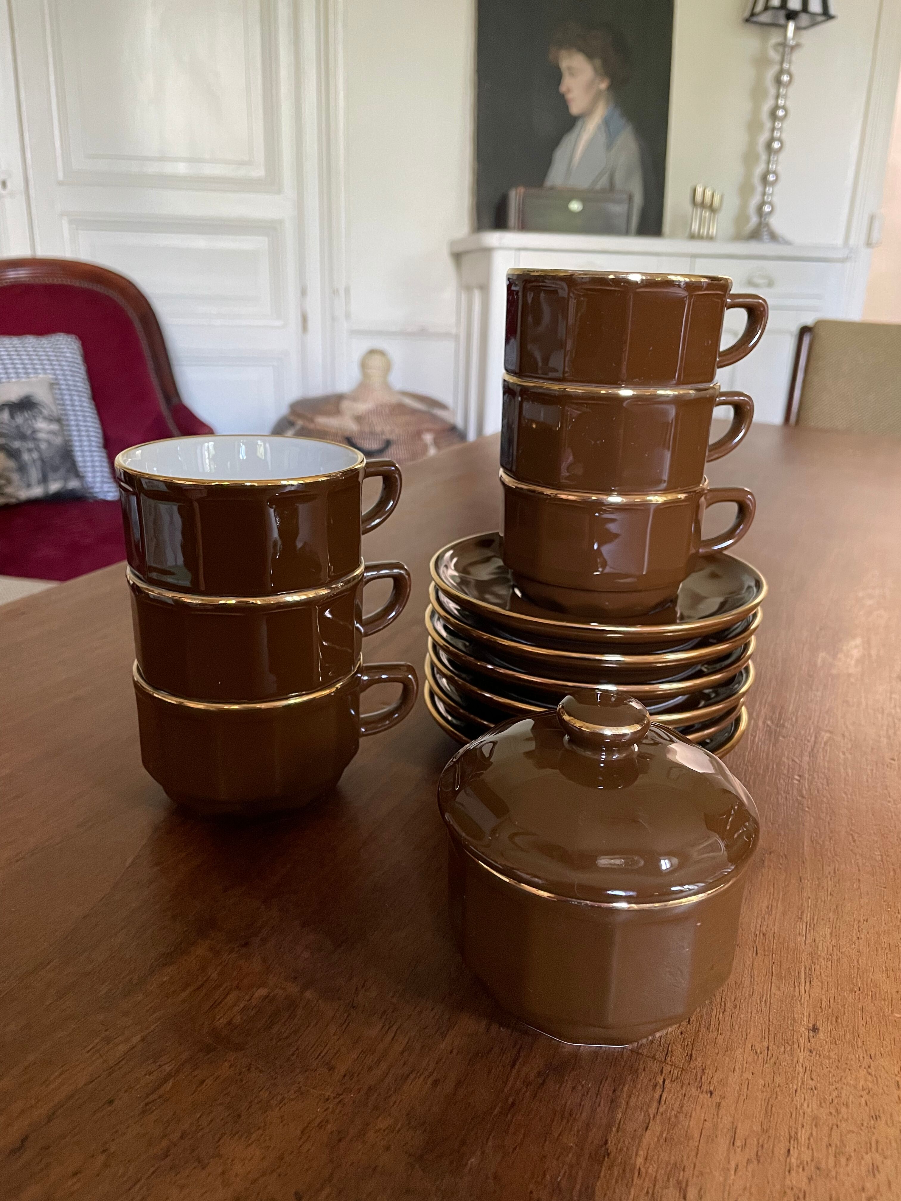Coffee cups and sugar bowl Cappuccino Yves Déshoulières