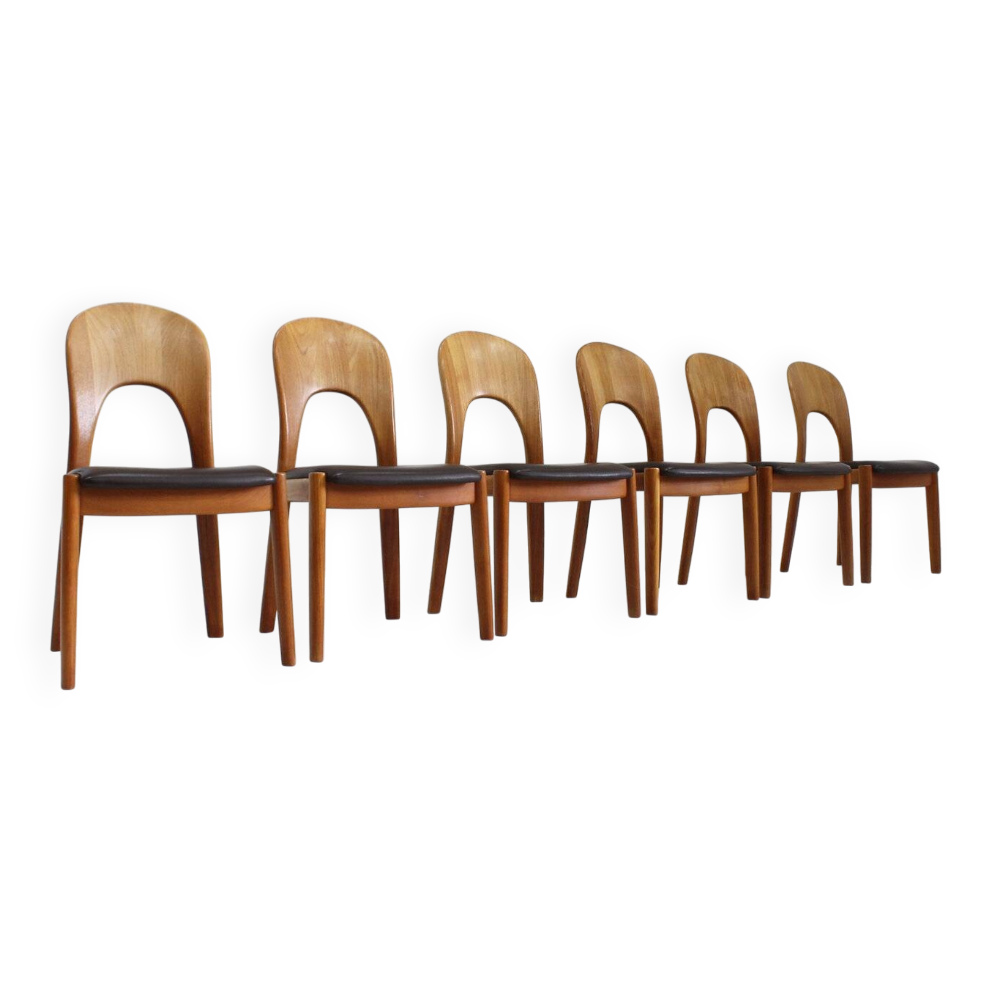 Vintage Danish teak dining chairs by Niels Koefoed set of 6