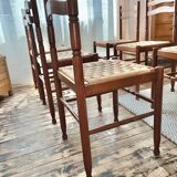 Set of 6 1960s wooden and rope chairs